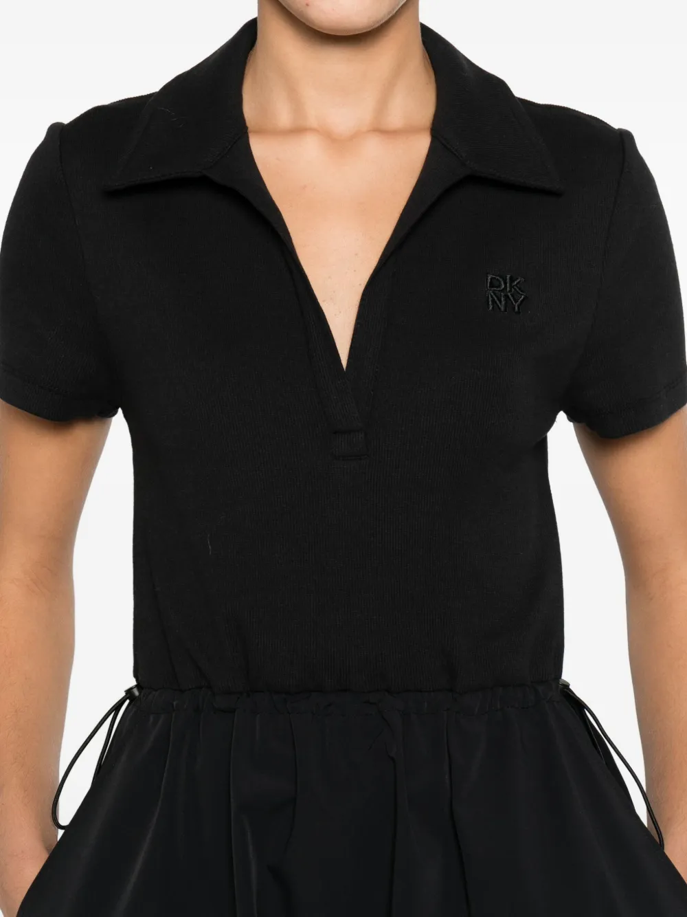 DKNY Midi-jurk met geborduurd logo en polokraag Zwart