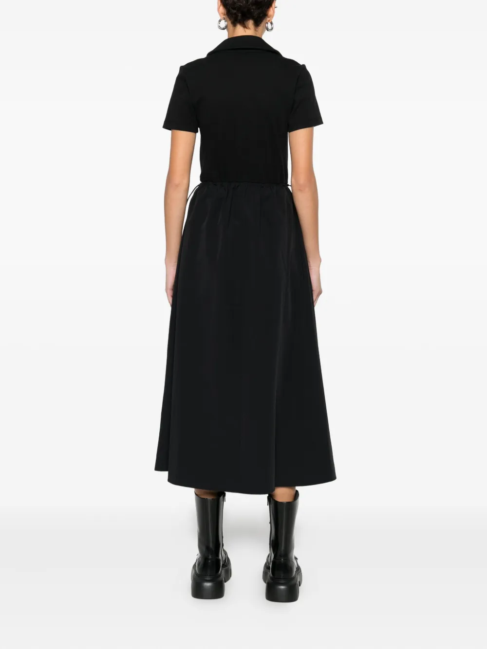 Dkny Logo-embroidered Polo-collar Midi Dress In Black