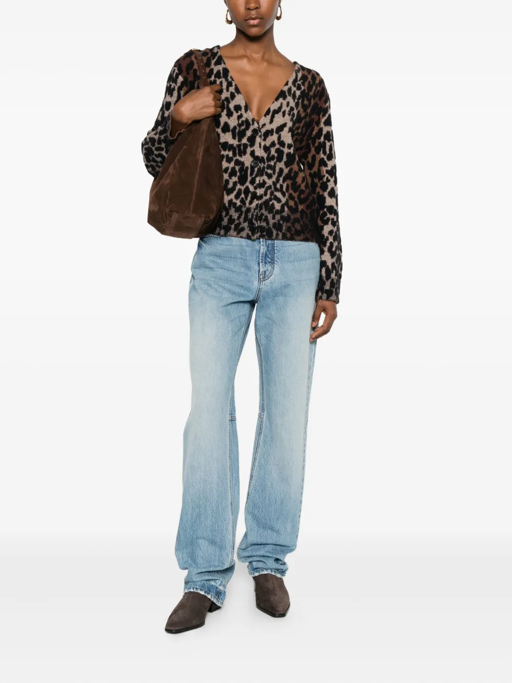 Dkny Animal-pattern V-neck Cardigan In Animal Print