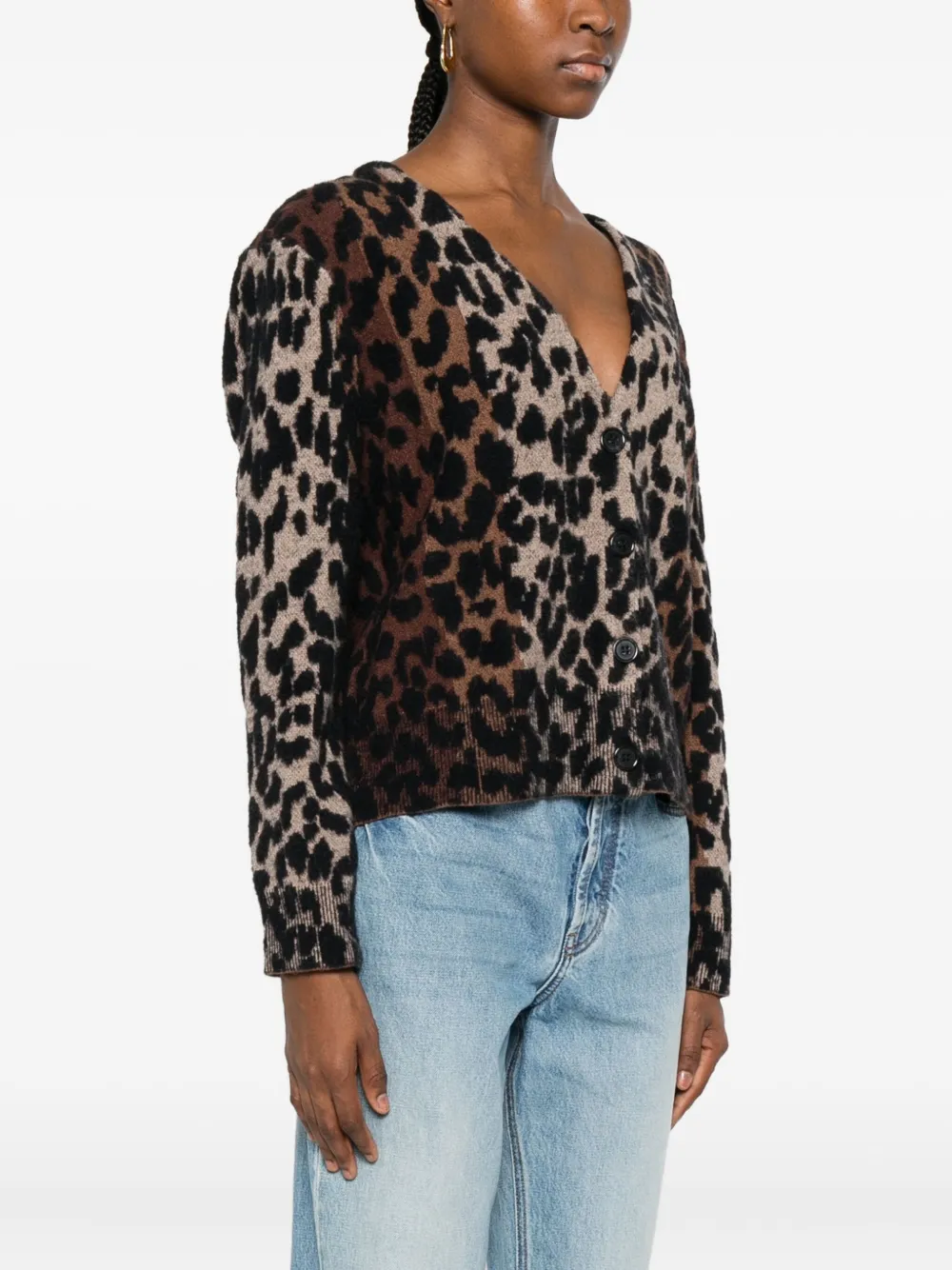 Dkny Animal-pattern V-neck Cardigan In Animal Print
