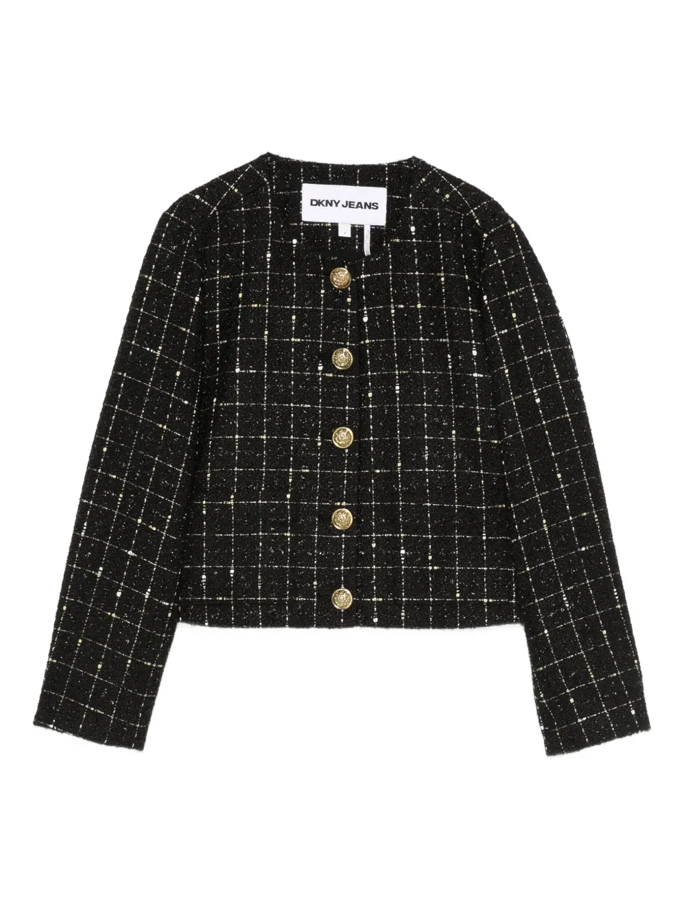 DKNY check-pattern cropped jacket | Black | Image 1