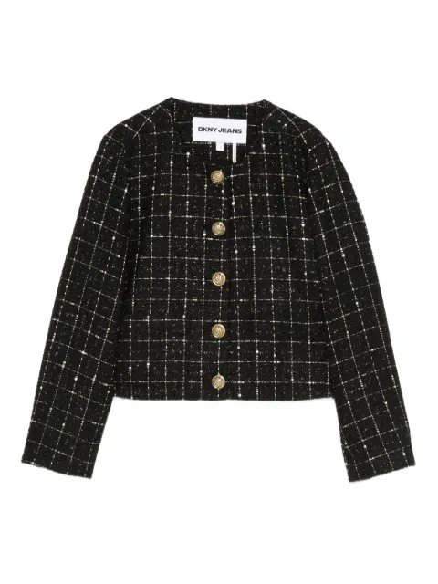 DKNY check-pattern cropped jacket