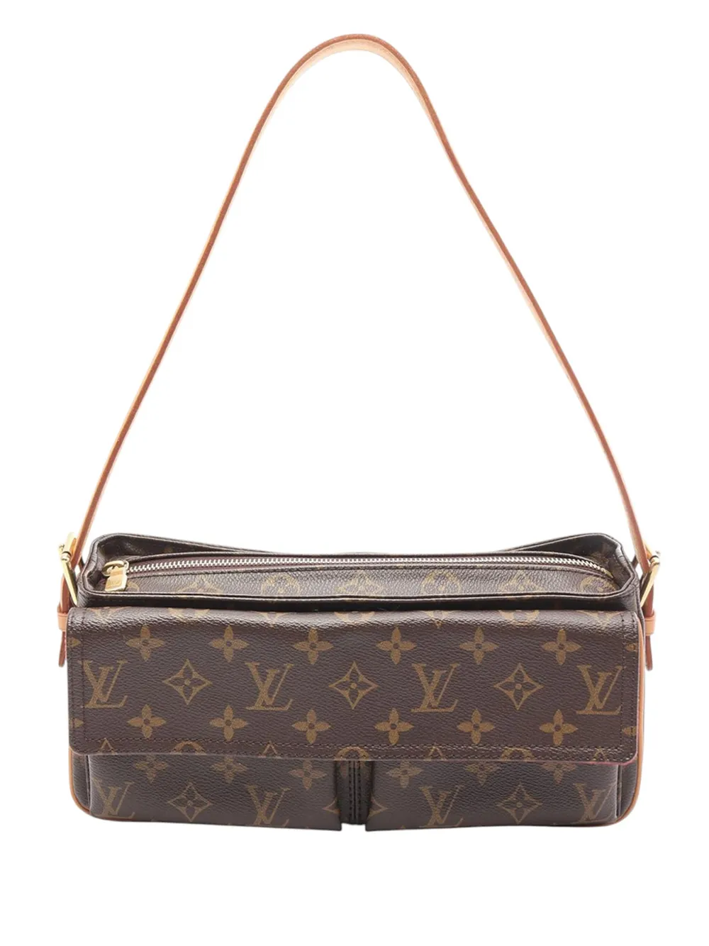 Pre-owned Louis Vuitton 2005 Monogram Viva Cite Mm Shoulder Bag In Brown