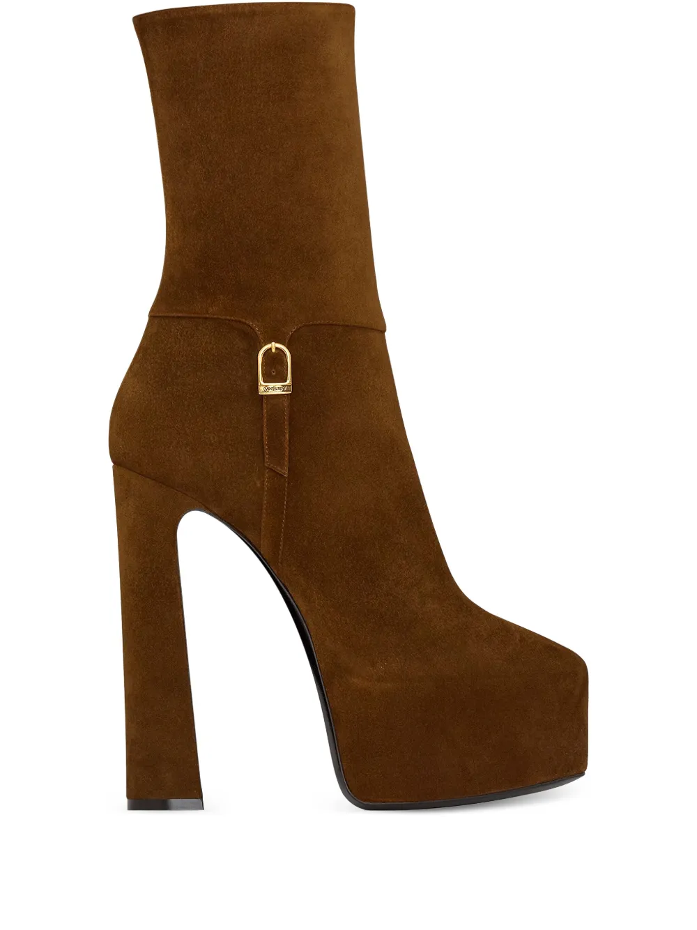Saint Laurent platform block-heel lambskin boots | Brown | Image 1
