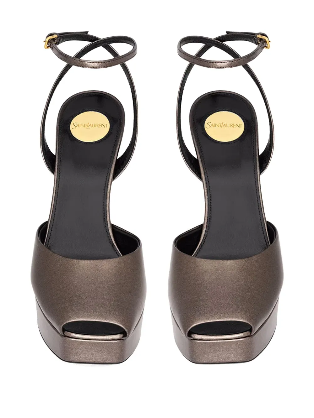 Saint Laurent Platform Ankle Strap Sandals In Brown