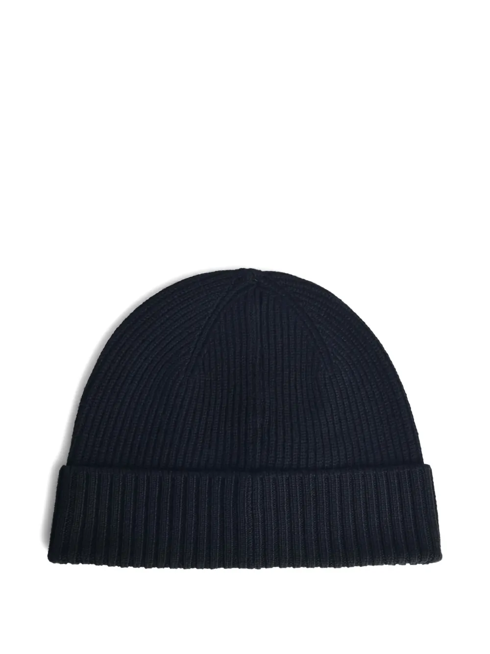 Seven Gauge Ribbed Knit Beanie In Black