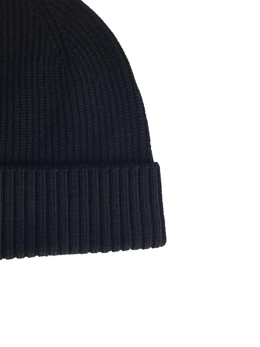 Seven Gauge Ribbed Knit Beanie In Black