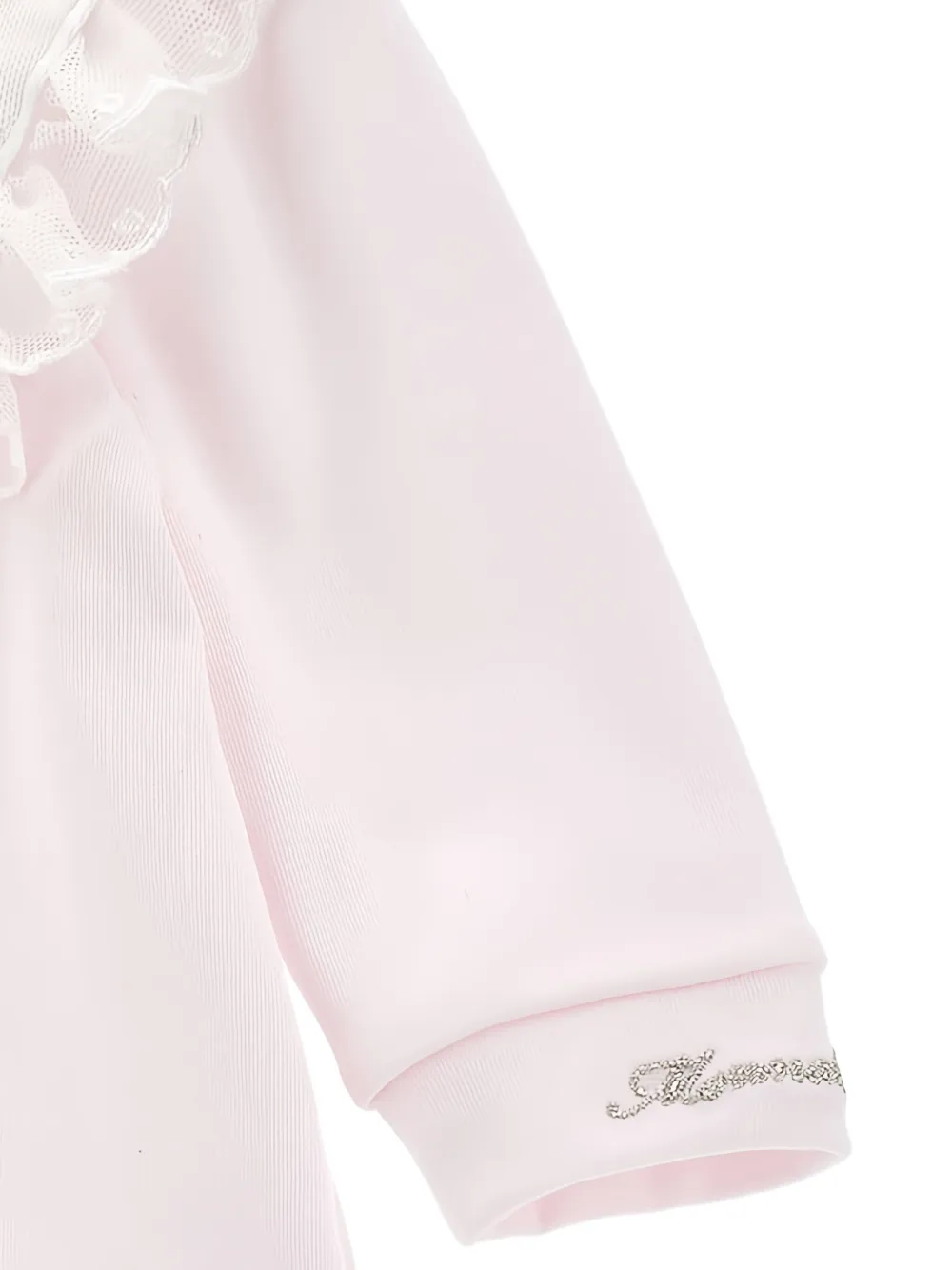 Monnalisa Pyjama met ruches en bloemapplicatie Roze