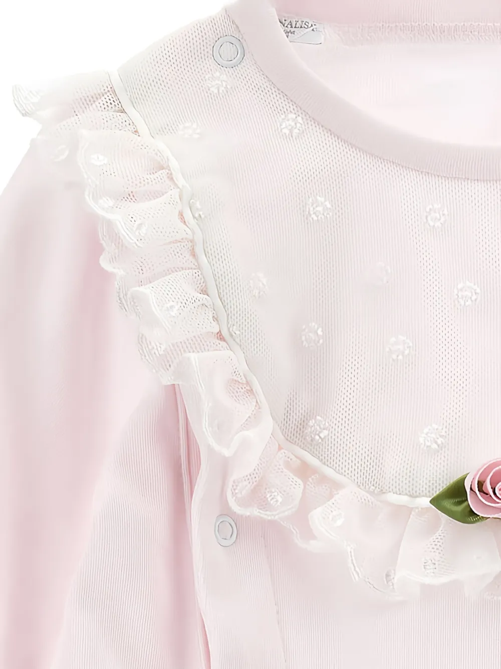 Monnalisa Pyjama met ruches en bloemapplicatie Roze