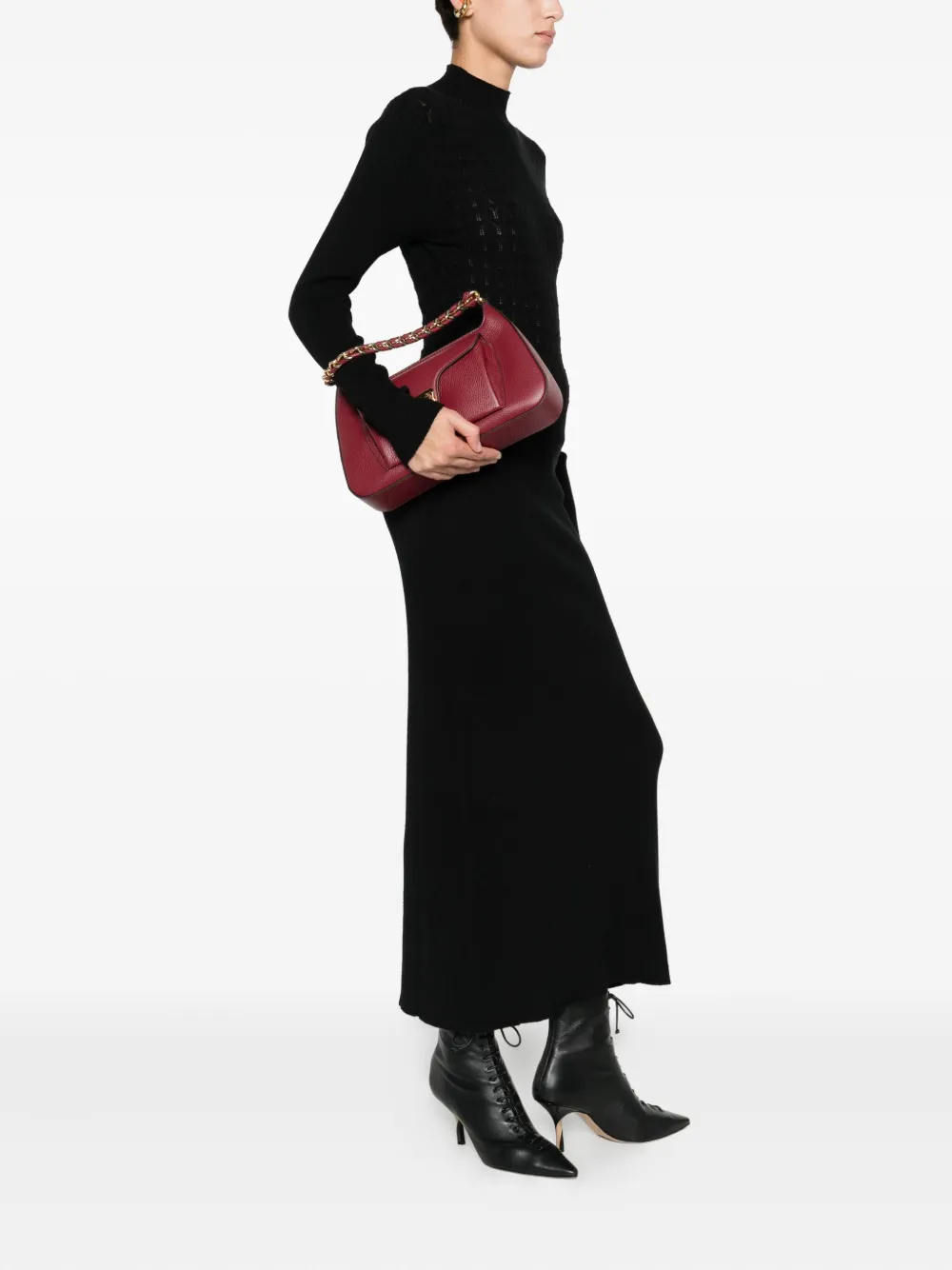 Coccinelle Chain-strap Flap Satchel In Red