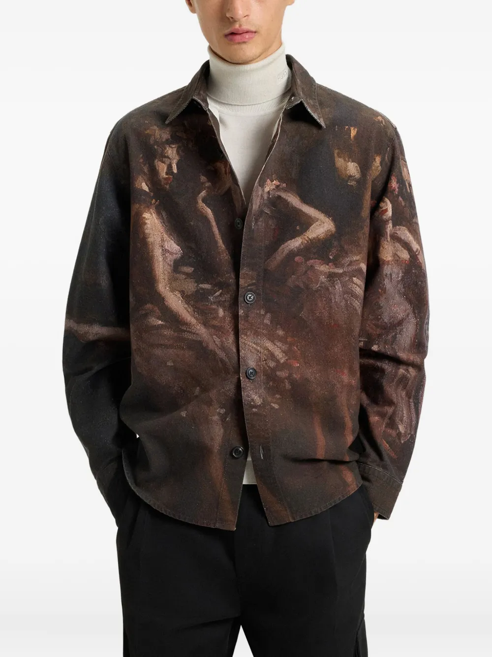 HUGO Shirtjack met grafische print Bruin