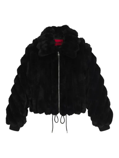 HUGO zip-up faux-fur jacket