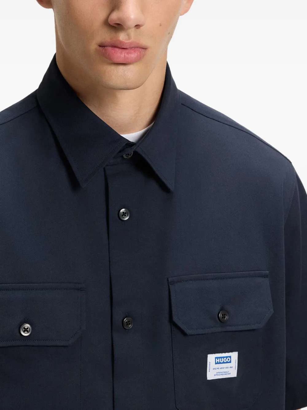 HUGO Overhemd met borstzak Blauw