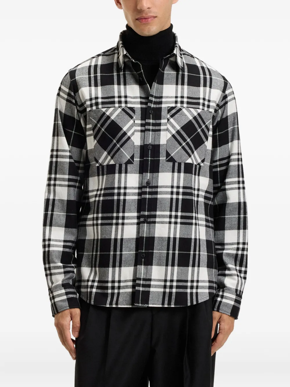 HUGO plaid pocket shirt - Zwart