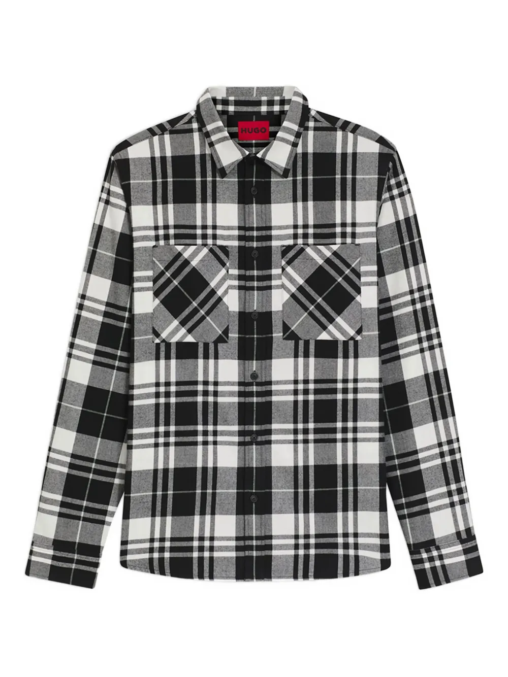 HUGO camisa con bolsillo y motivo de cuadros | negro | Image 1