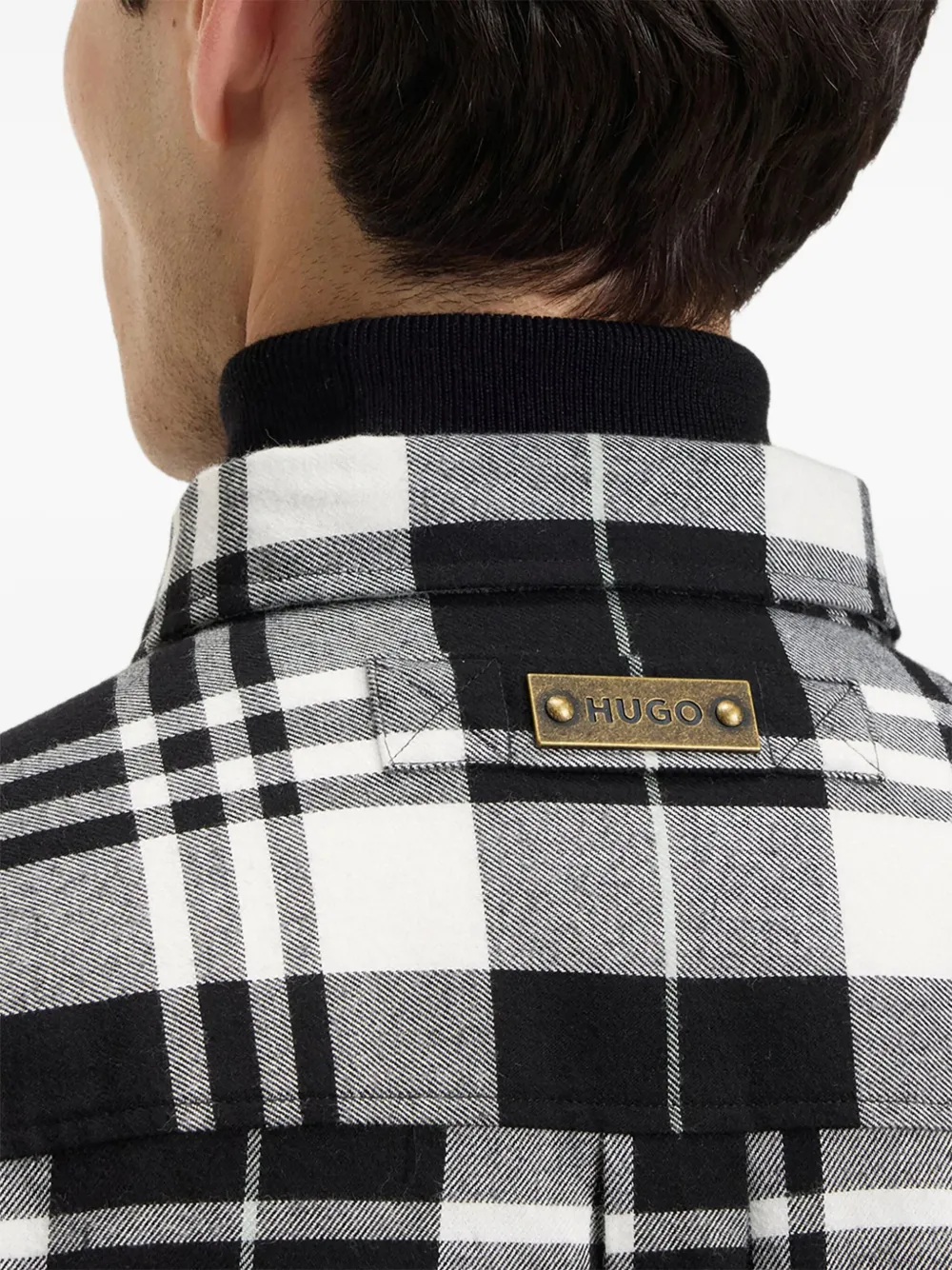Hugo Boss Plaid Pocket Shirt In Black