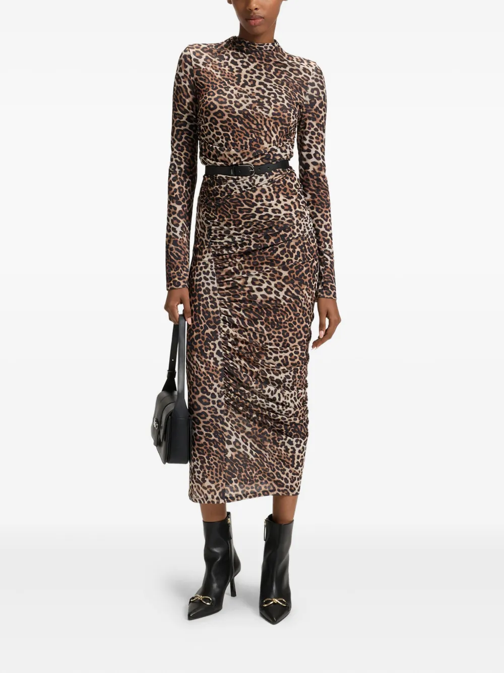 Hugo Boss Leopard-print Midi Dress In Animal Print