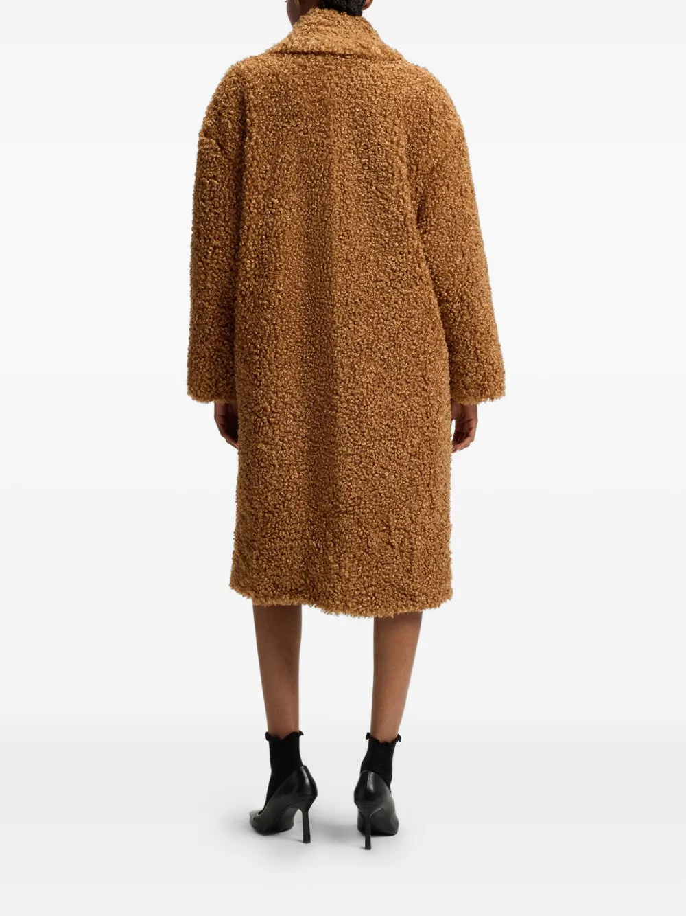 Hugo Boss Double-breasted Coat In Brown