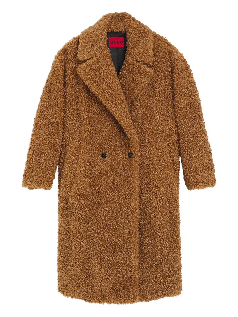 Hugo Boss Double-breasted Coat In Brown
