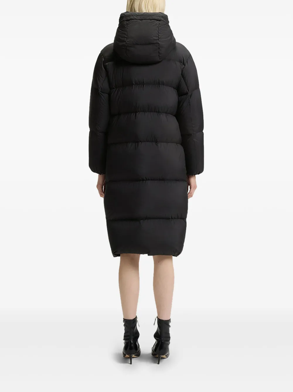 Hugo Boss Hooded Quilted Coat In Black