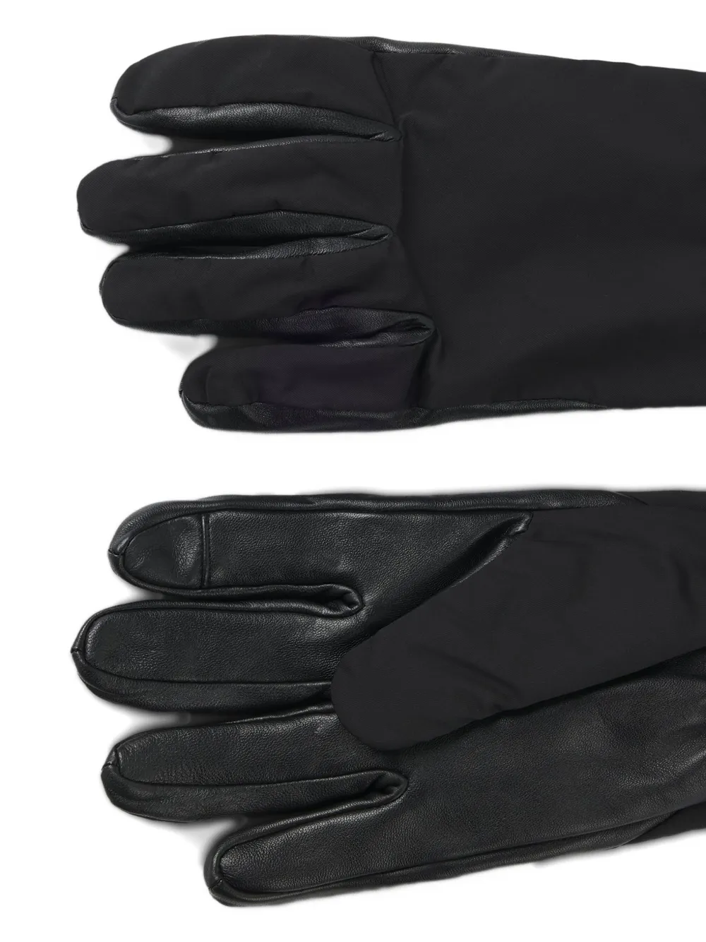 HUGO leather panelled gloves - Zwart