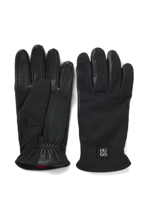 HUGO leather panelled gloves