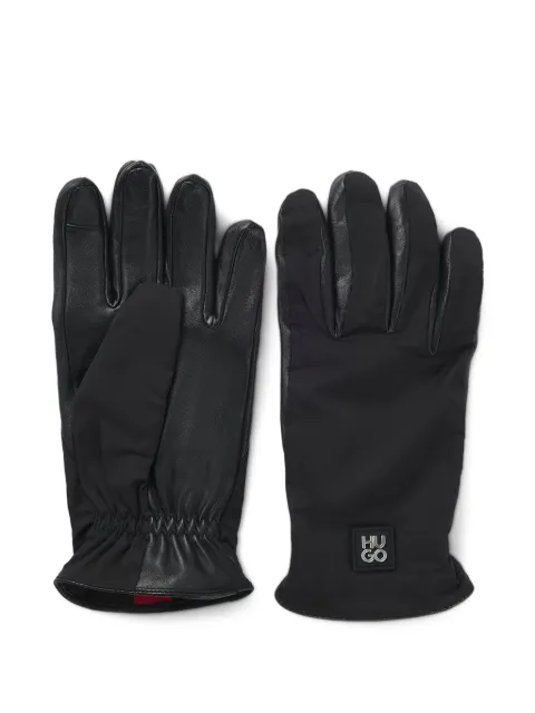 HUGO leather panelled gloves