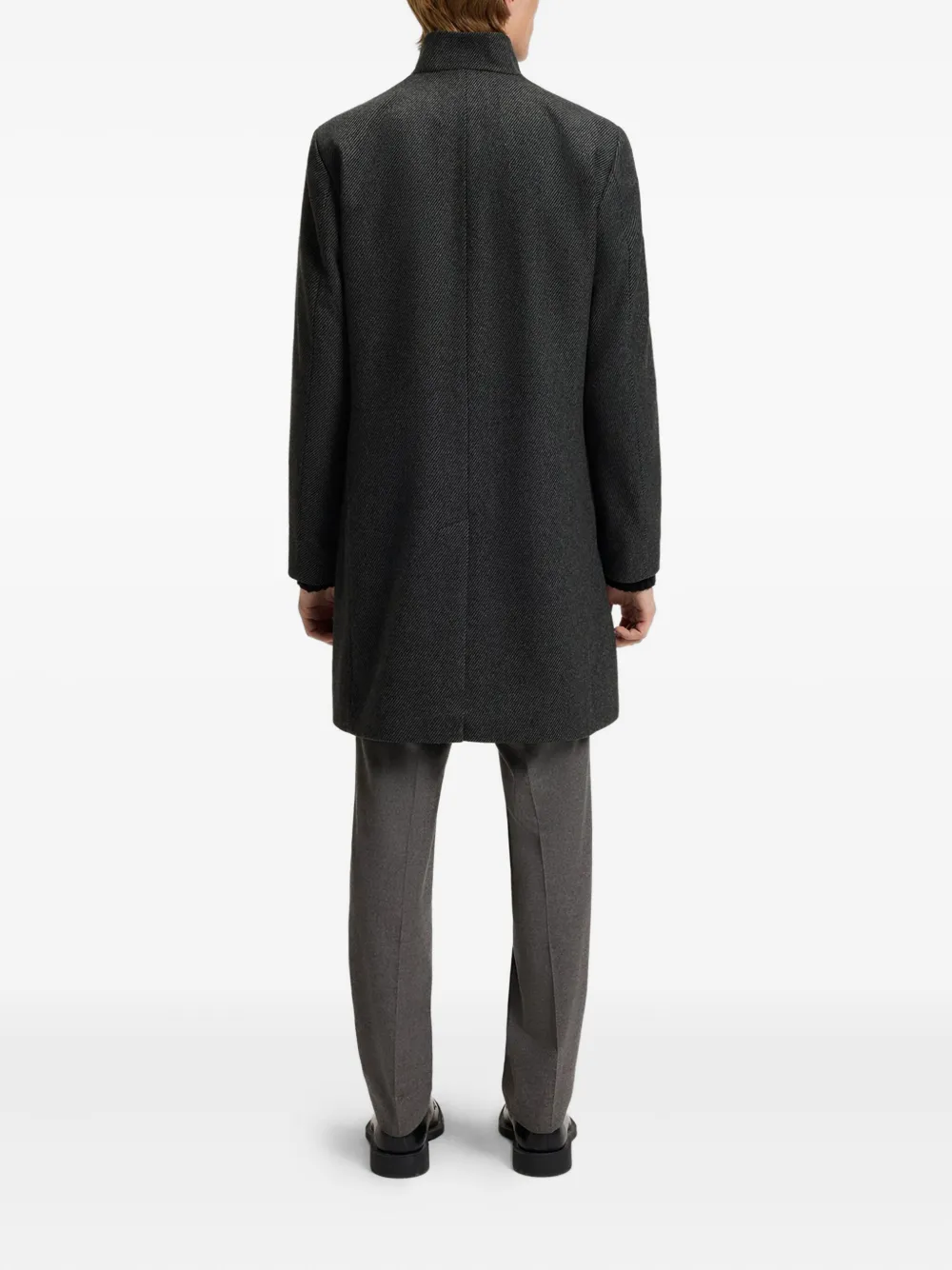 Hugo Boss Buttoned Coat In Black