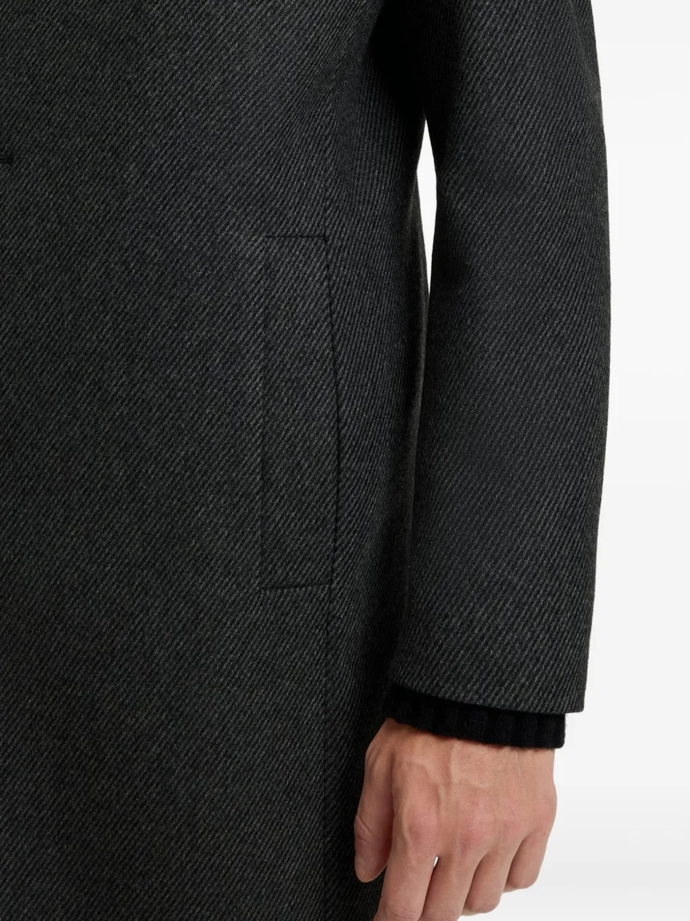 Hugo Boss Buttoned Coat In Black