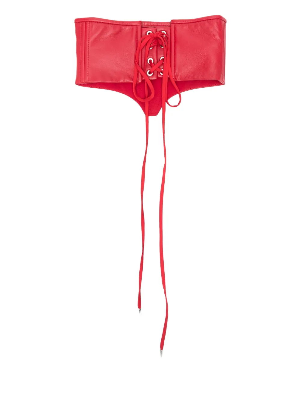Mitiliane Couture Lace-up Leather Belt In Red