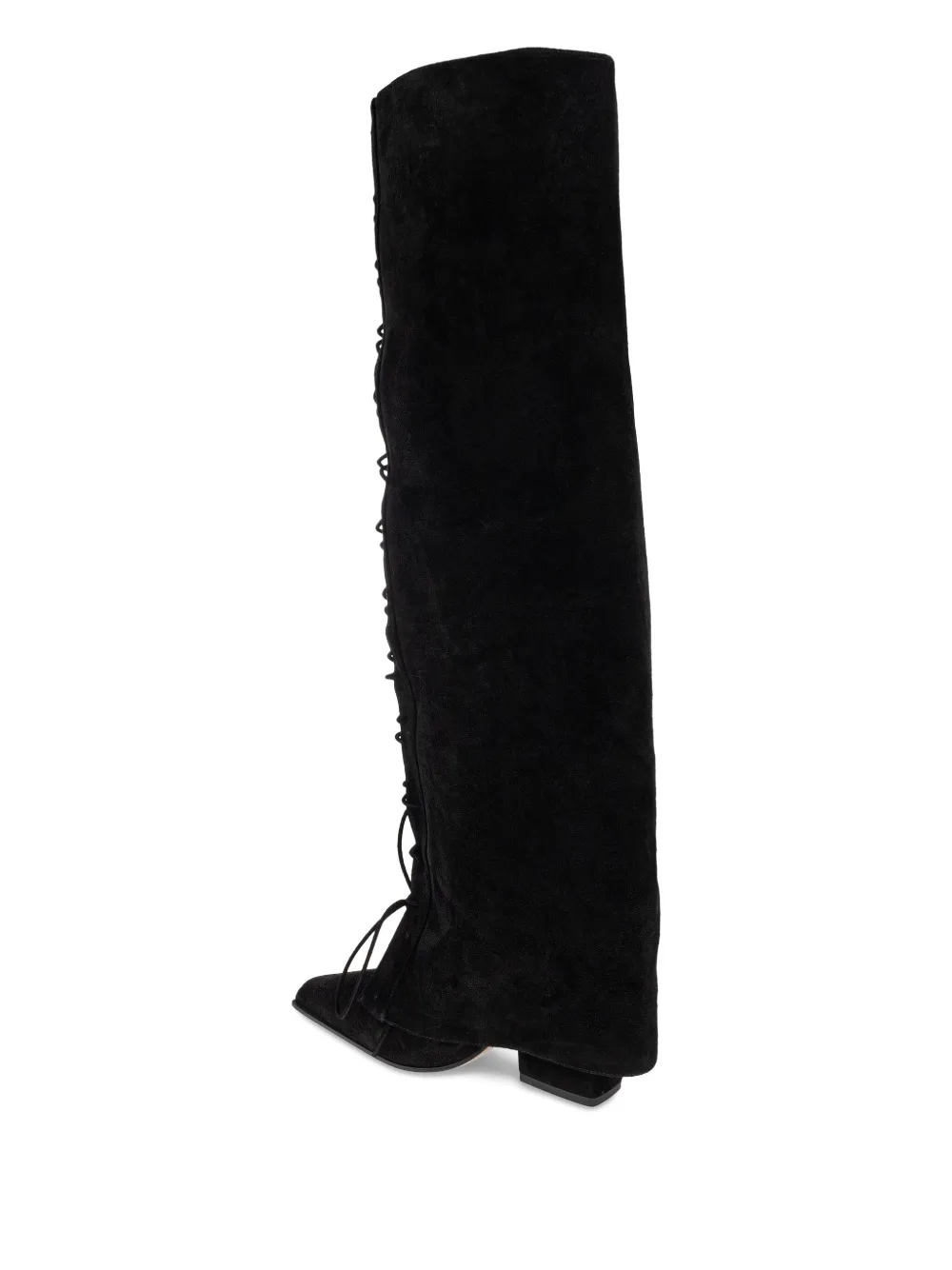 Paris Texas 100mm Lace-up Pointed Over-the-knee Boots In Black