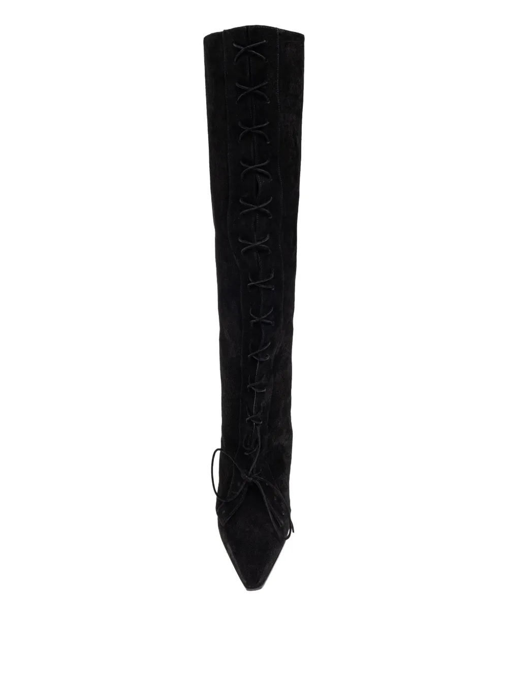 Paris Texas 100mm Lace-up Pointed Over-the-knee Boots In Black