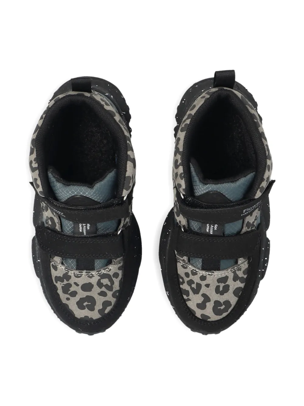 FLOWER MOUNTAIN KIDS leopard-print touch-strap sneakers Grijs