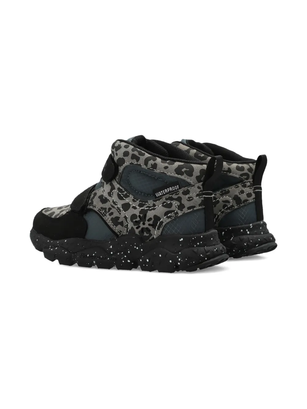 FLOWER MOUNTAIN KIDS leopard-print touch-strap sneakers Grijs