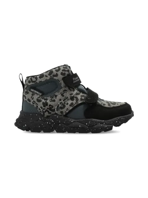 FLOWER MOUNTAIN KIDS leopard-print touch-strap sneakers