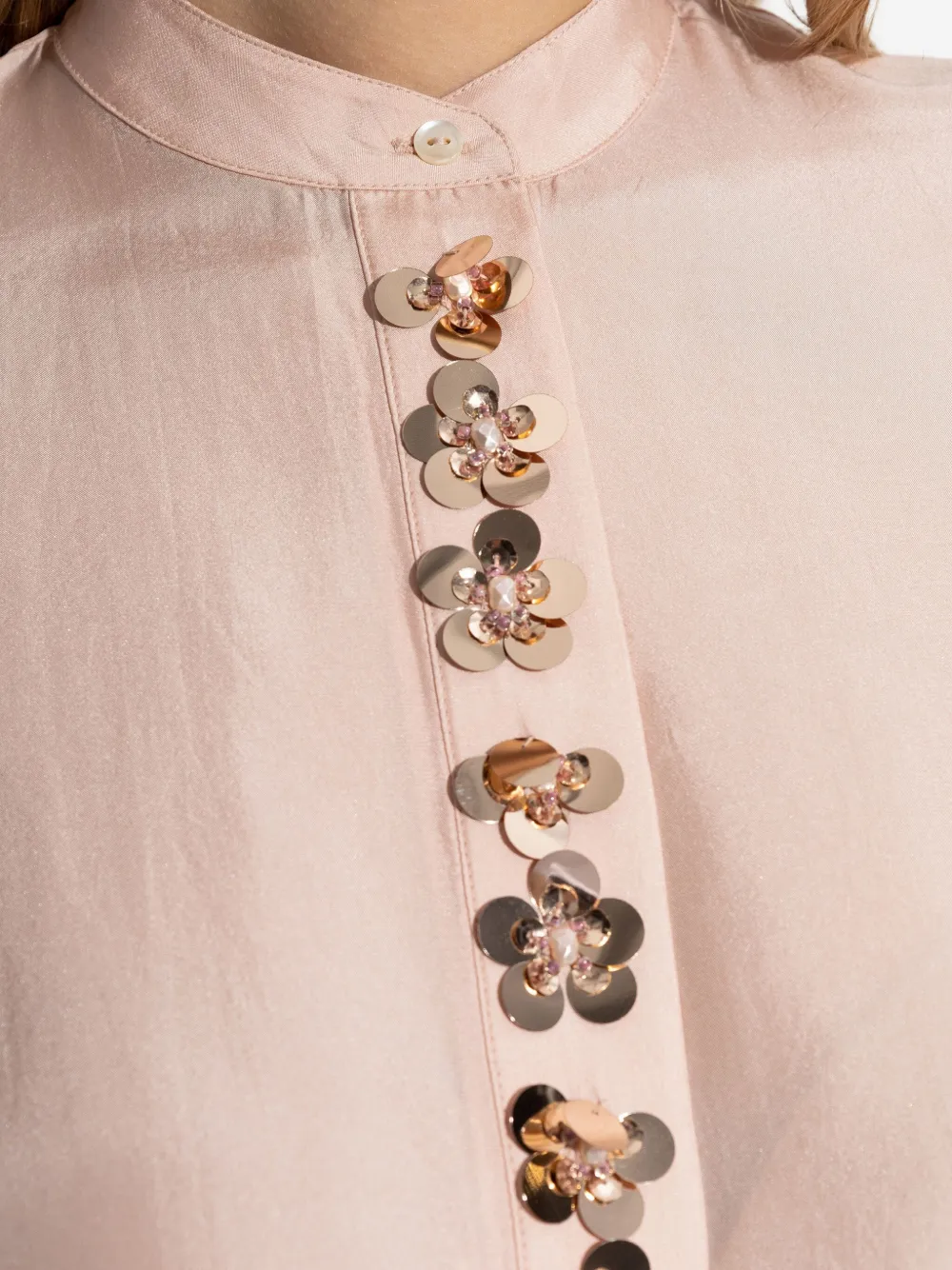 Forte Forte Flower-embellished Shirt In Pink