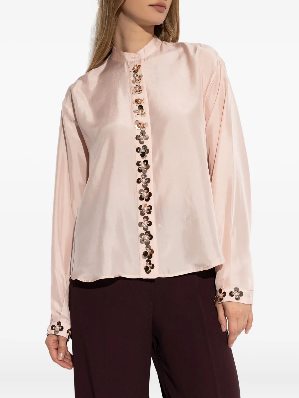 Forte Forte Flower-embellished Shirt In Pink