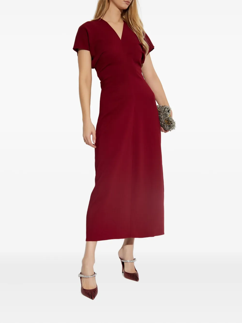 ANINE BING Zadig midi-jurk met V-hals Rood