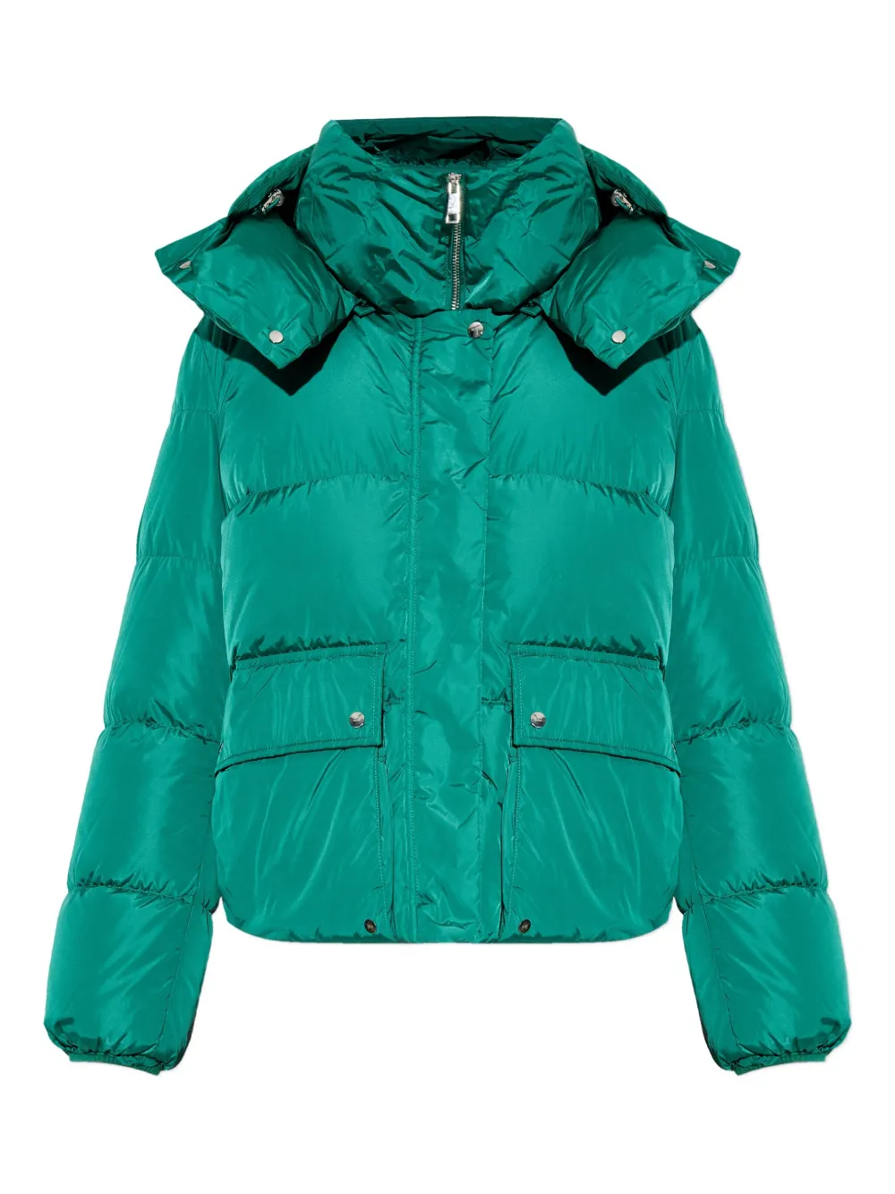 Add Hooded Puffer Jacket In Green