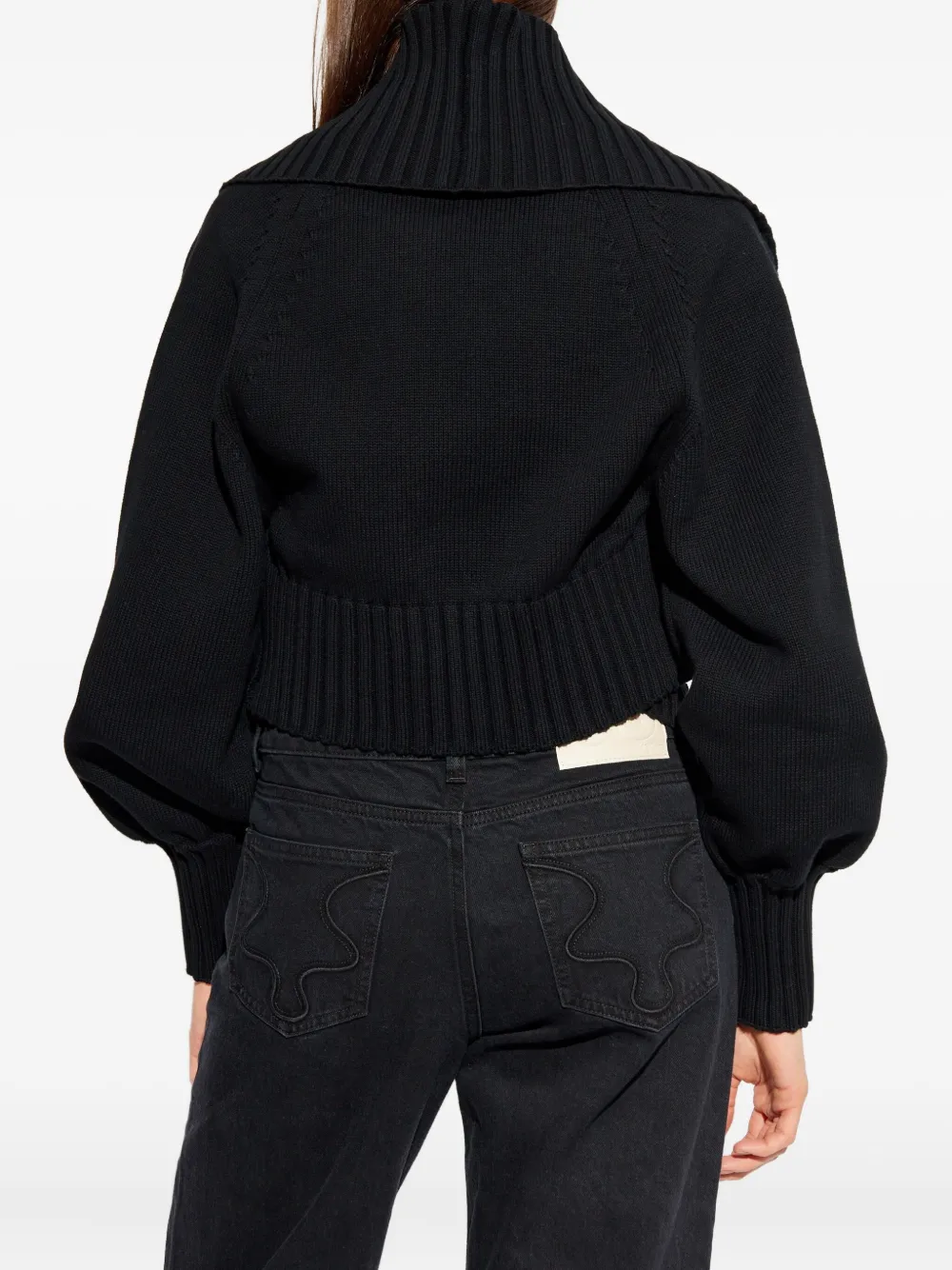 Cult Gaia Corey Balloon-sleeve Cardigan In Black