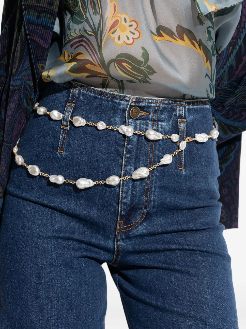 Cult Gaia Vana Faux-pearl Belt In Silver