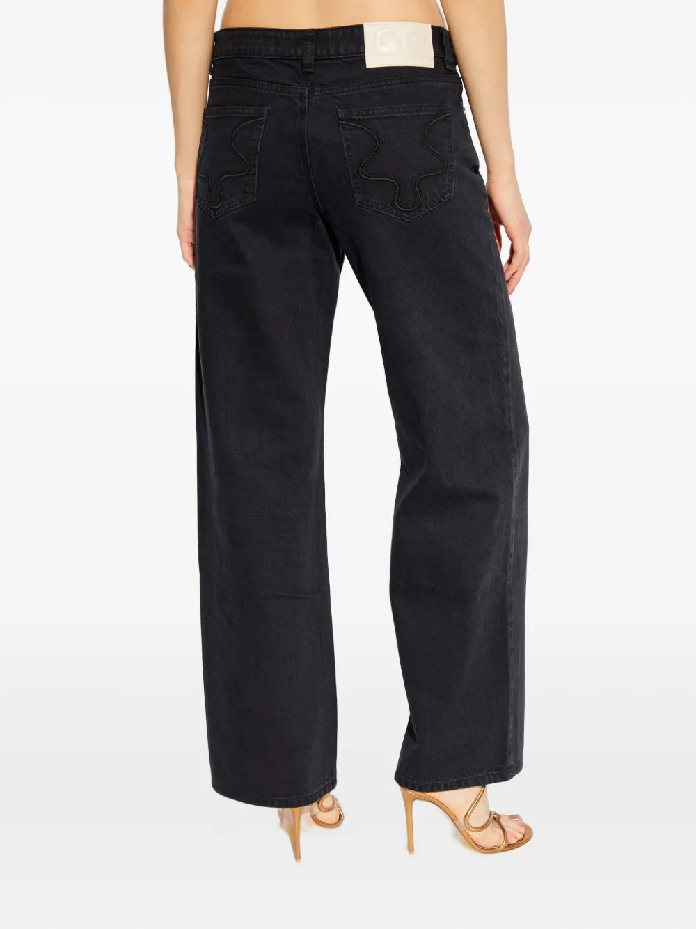 Cult Gaia Rosella Logo-plaque Jeans In Black