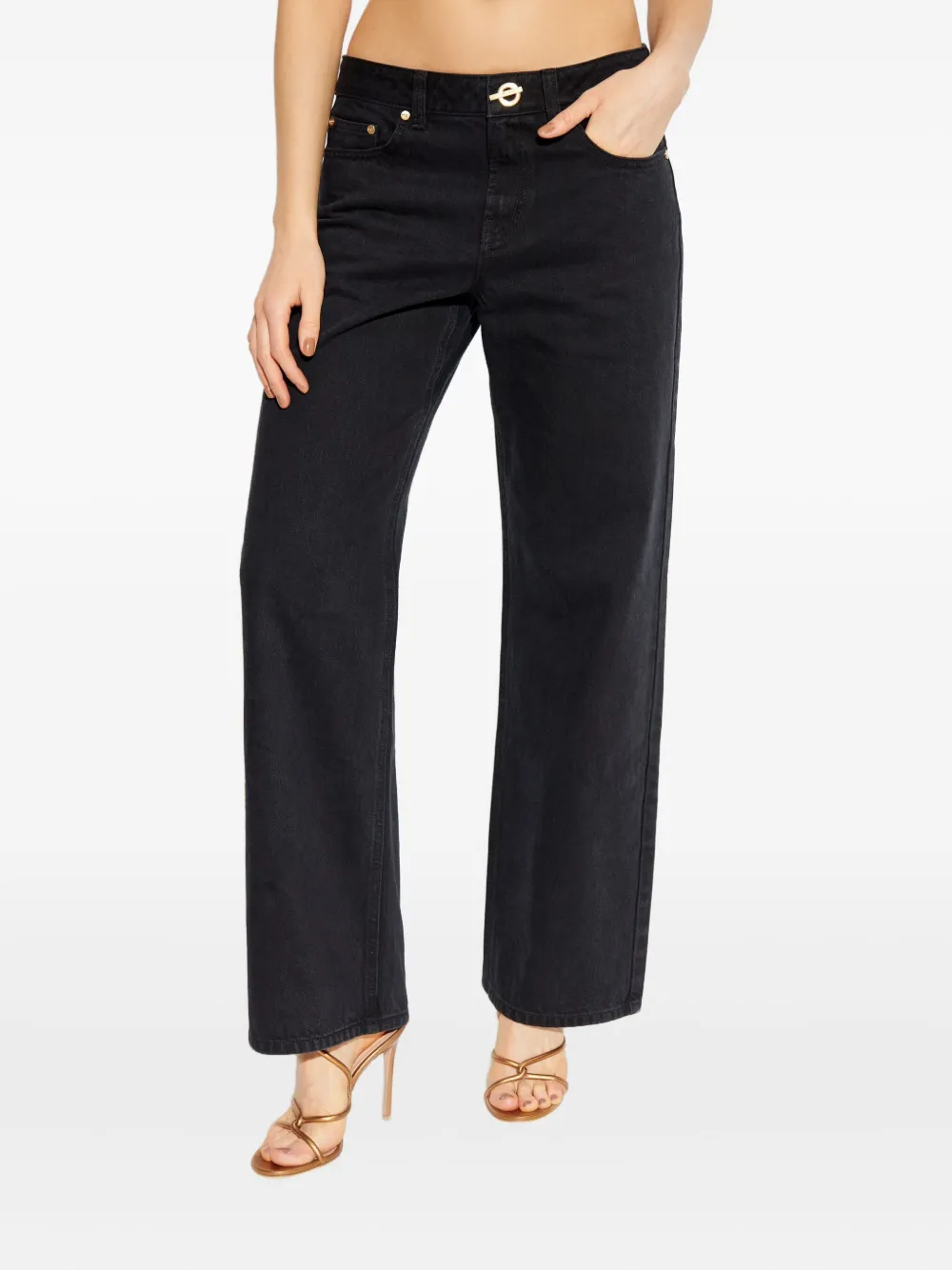 Cult Gaia Rosella Logo-plaque Jeans In Black