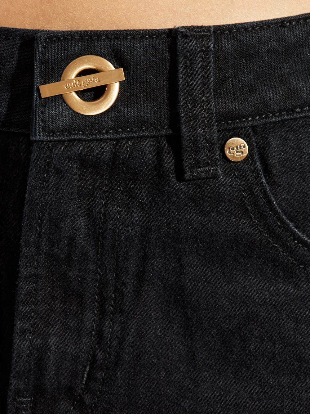 Cult Gaia Rosella Logo-plaque Jeans In Black