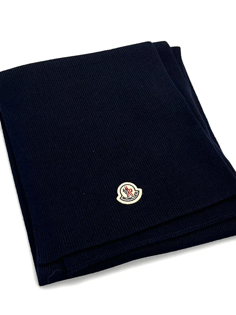 Moncler ribbed logo scarf - Blauw