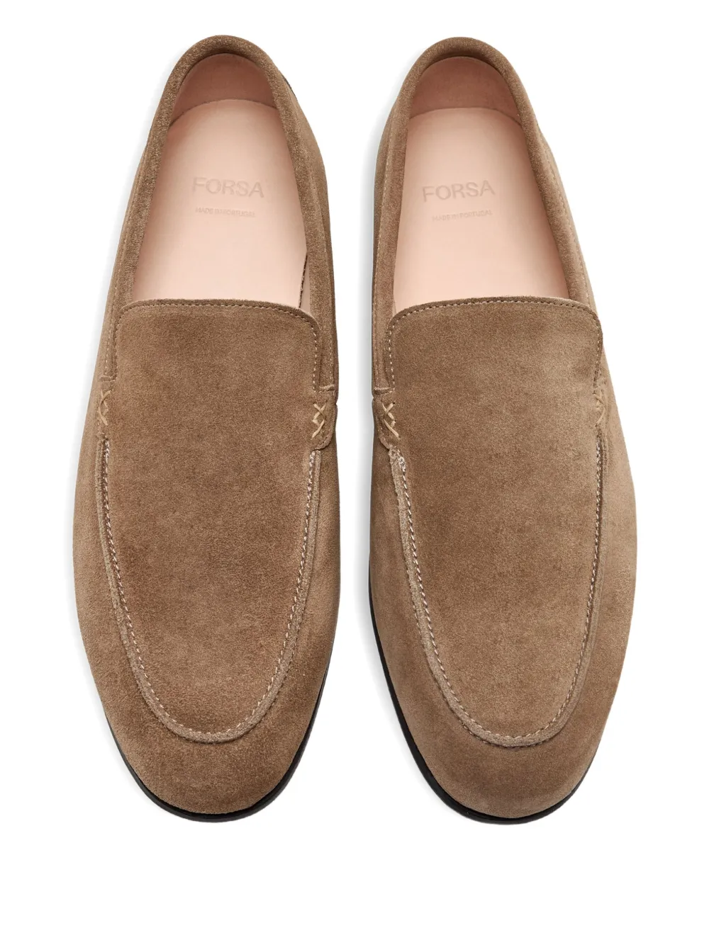 Forsa Suède loafers met stiksels - Bruin
