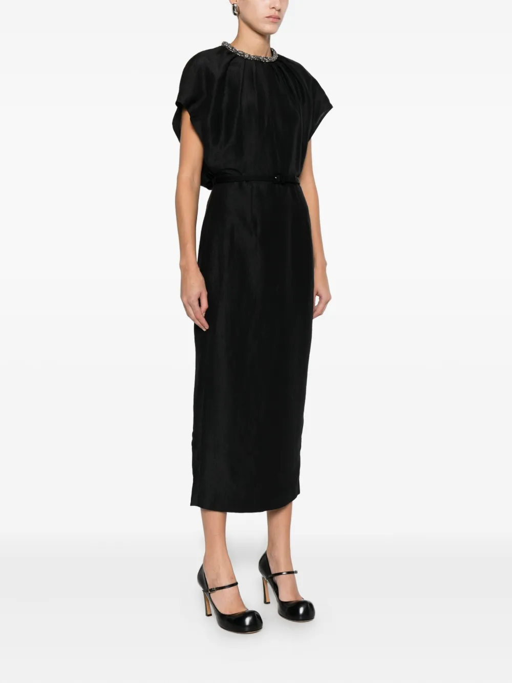 Roland Mouret Midi-jurk met ronde hals Zwart