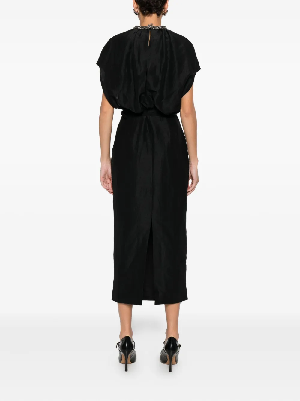 Roland Mouret Midi-jurk met ronde hals Zwart