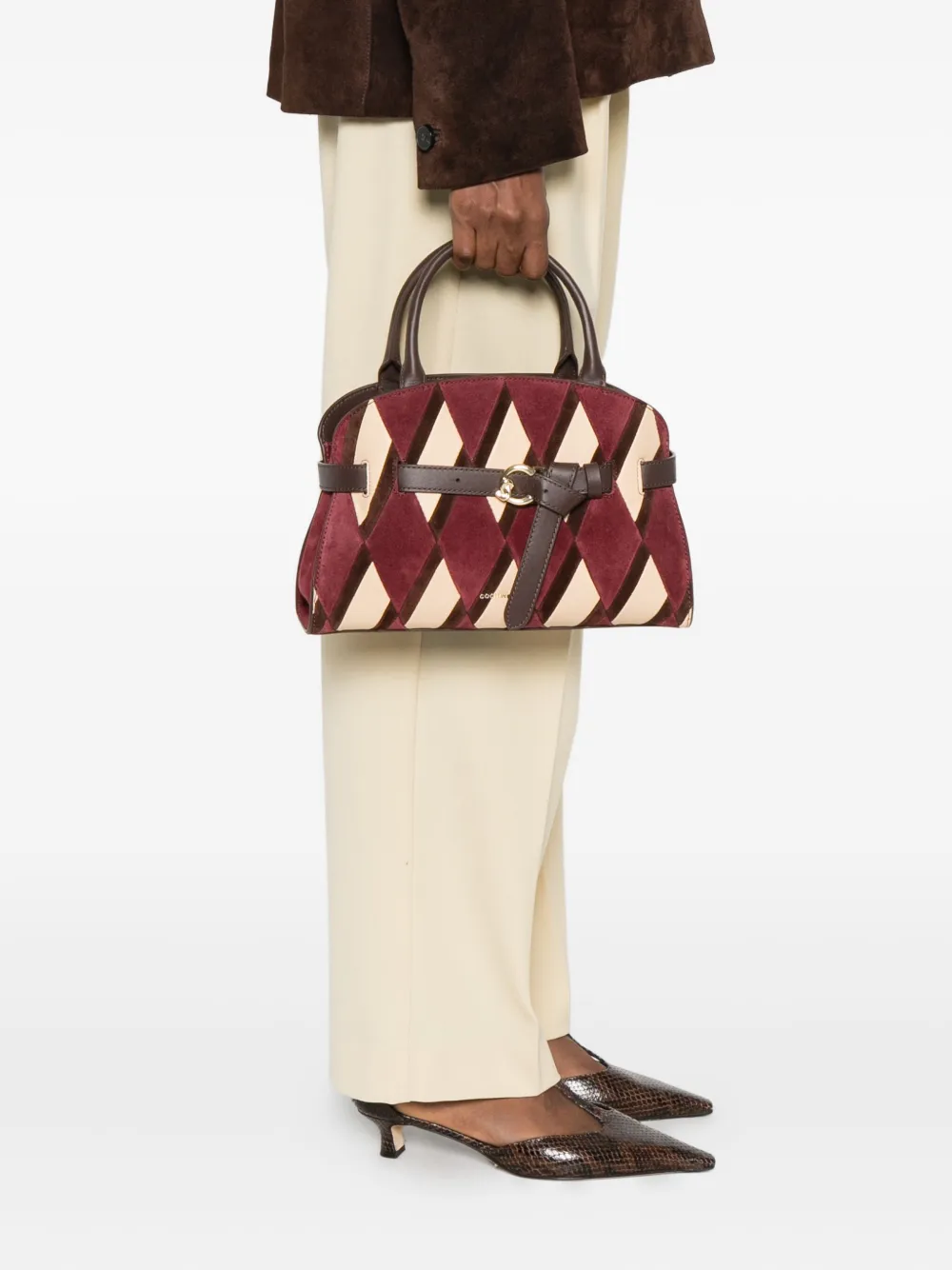 Coccinelle Sabine kleine suède shopper - Rood
