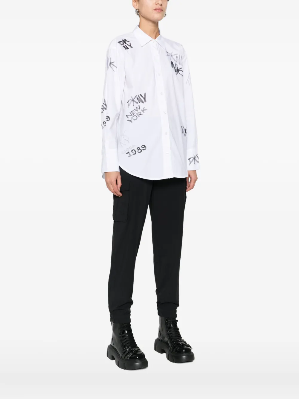 DKNY Blouse met logoprint Wit